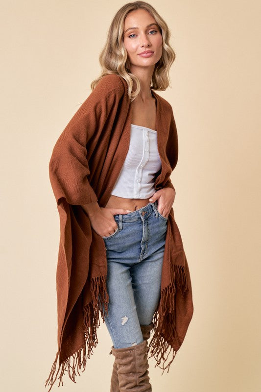Shawl Wrap With Fringe Trim