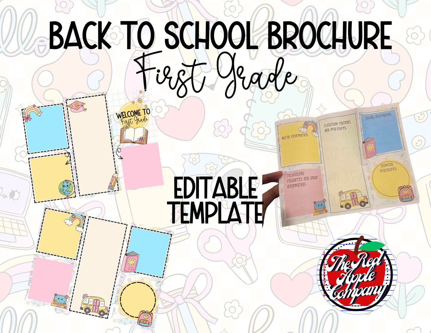 Back to School Brochure Coquette-First Grade Digital Template