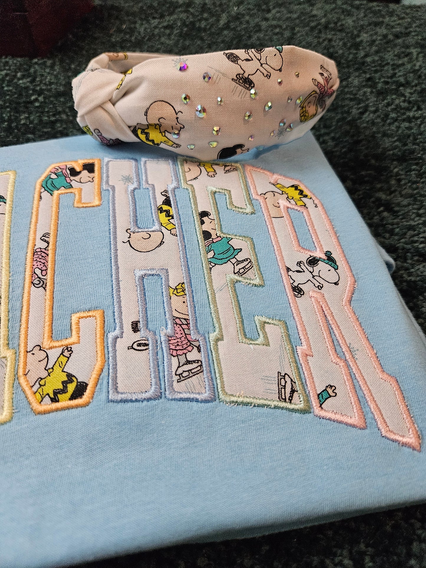 Teacher-Peanuts Ice Skating-Applique T-Shirt