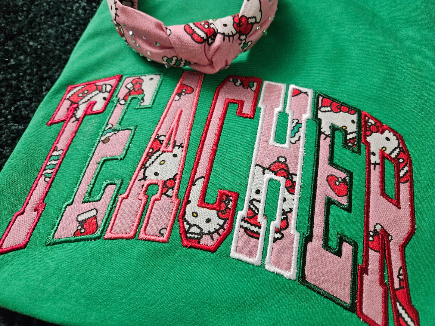 Teacher-Hello Kitty-Applique T-Shirt