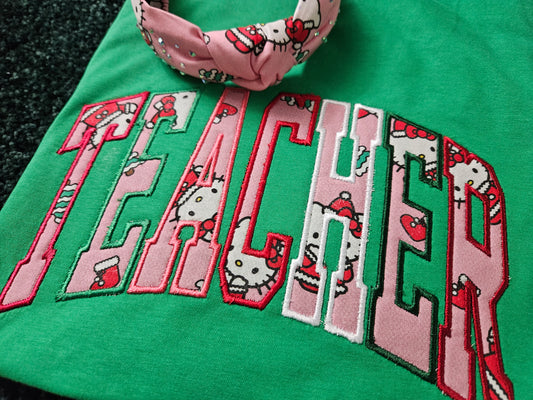 Teacher-Hello Kitty-Applique T-Shirt