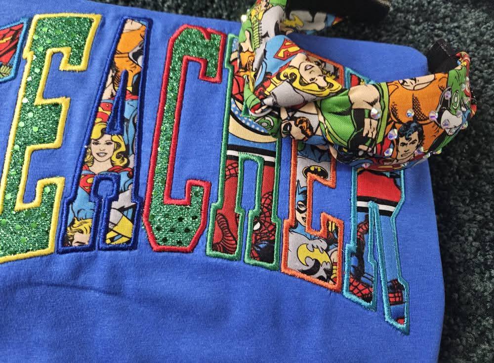 Teacher Applique Superheroes