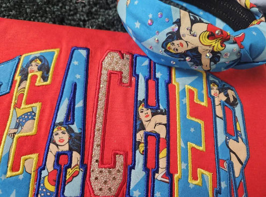 Teacher Applique Wonder Woman