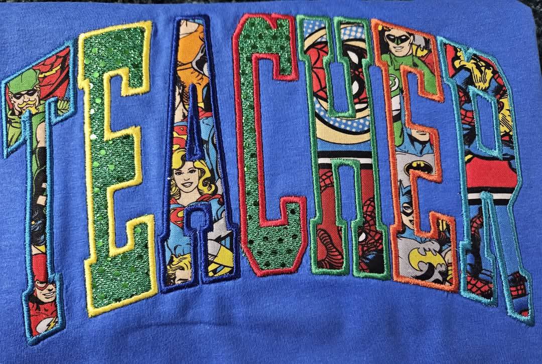 Teacher Applique Superheroes
