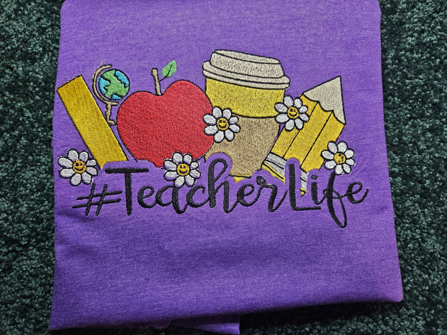 #TeacherLife embroidered