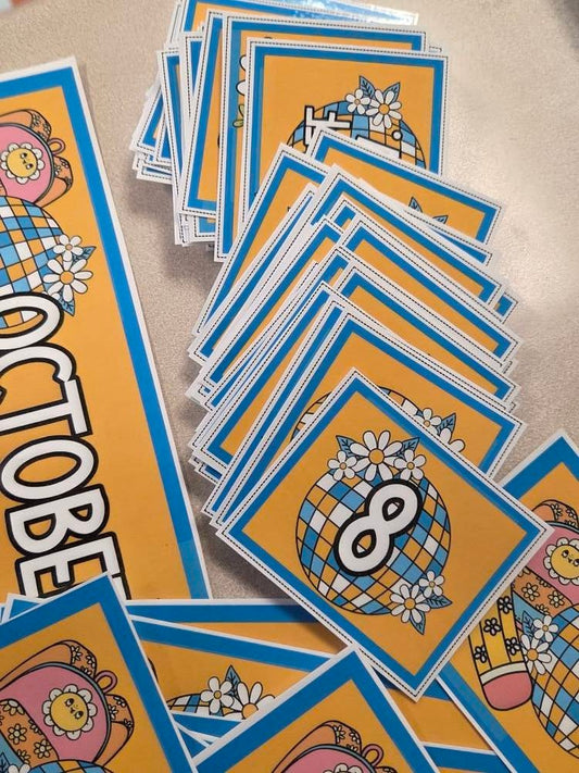 Digital Retro Blue/Yellow Calendar