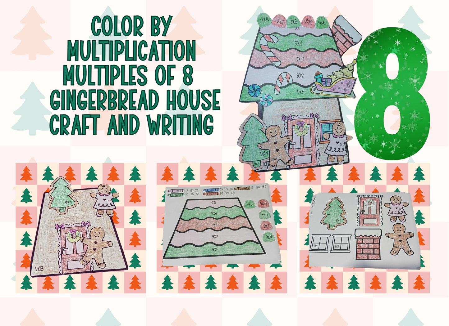 Gingerbread House-Color by Multiplication Multiples of 8