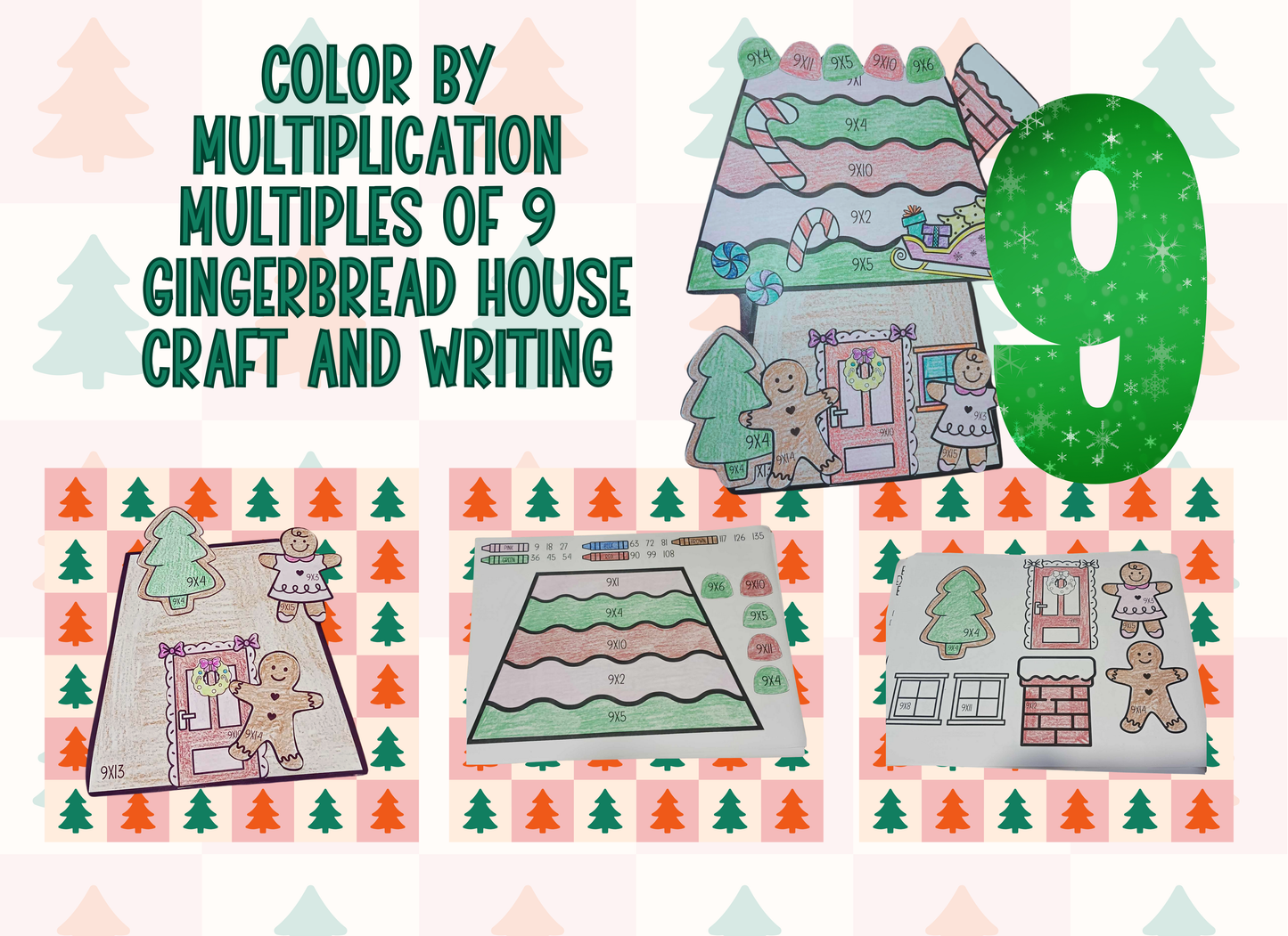 Gingerbread House-Color by Multiplication Multiples of 9