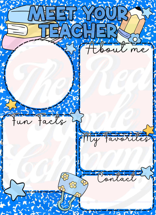 Meet Your Teacher Blue Composition - Template Editable