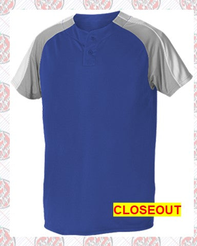 Alleson Adult Youth 2 Button Henley Baseball Jersey Upgrade-Closeout