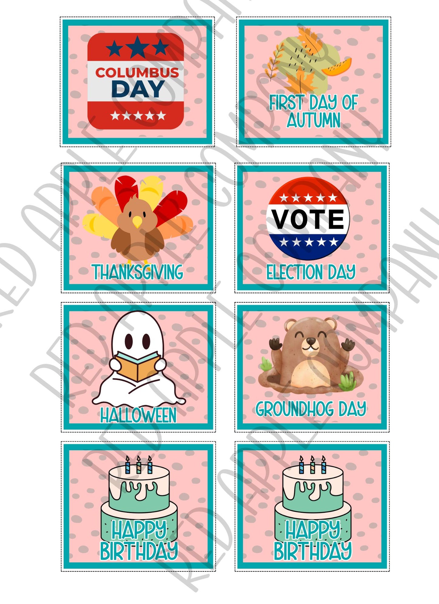 Pastel Mint Rainbow Calendar