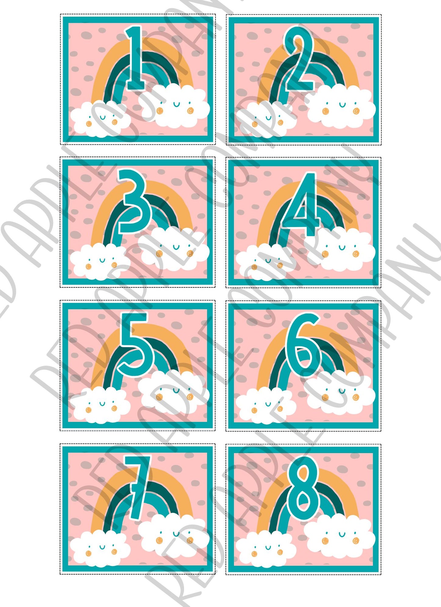 Pastel Mint Rainbow Calendar