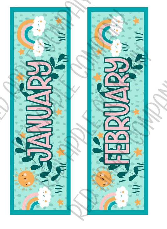 Pastel Mint Rainbow Calendar