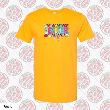 Teacher Checkered Flowers