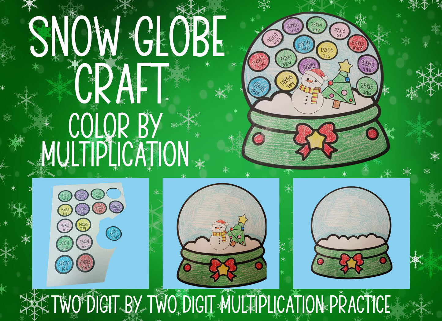 Snow Globe-Color by Multiplication 2 Digits by 2 Digits