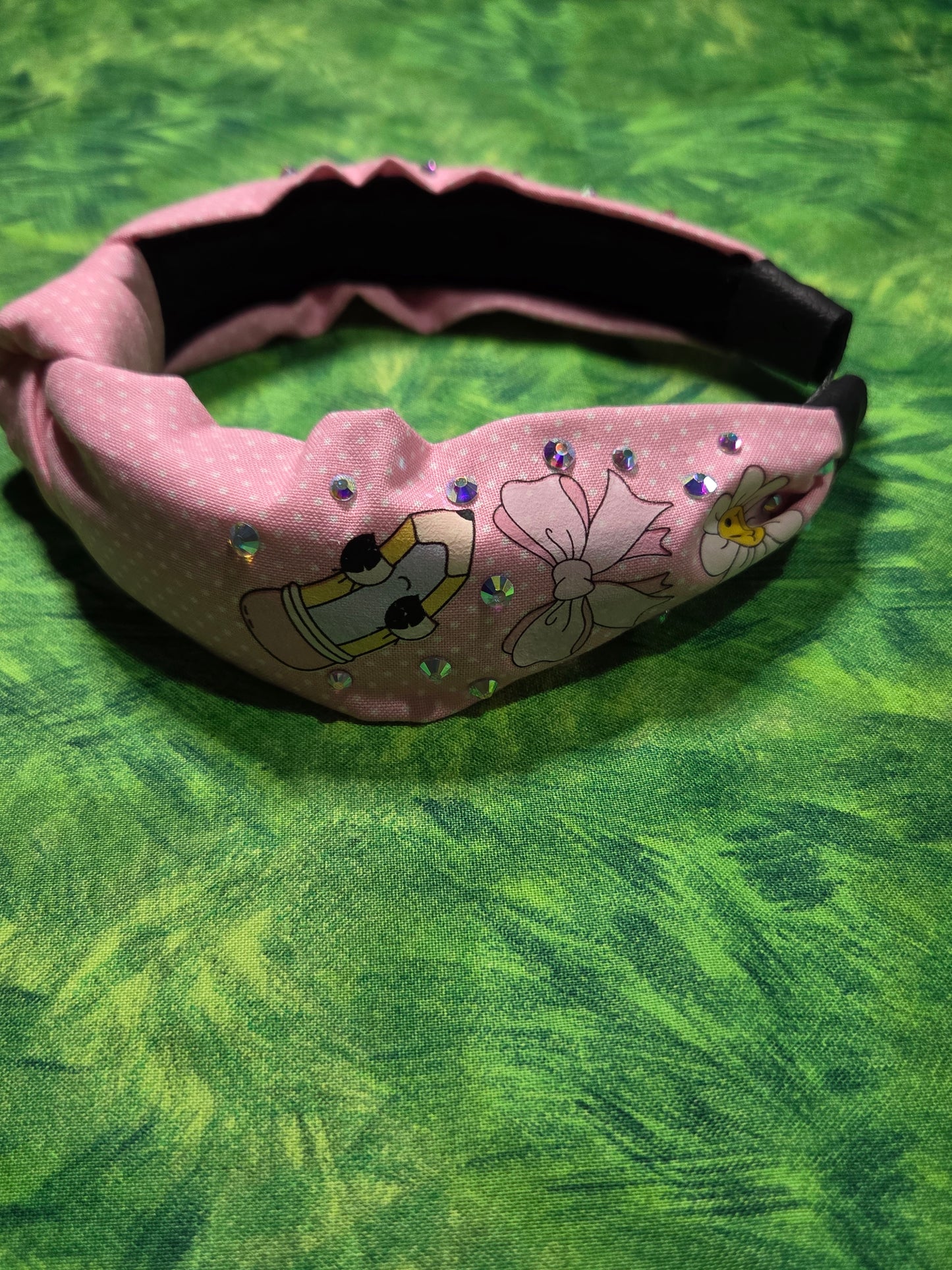 Pink Coquette Pencil and Flowers Headband