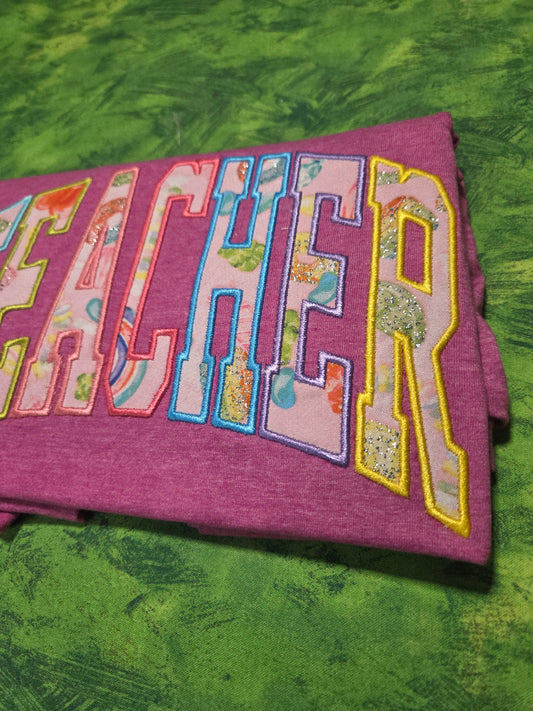 Candies Heather Berry Embroidered Teacher Shirt