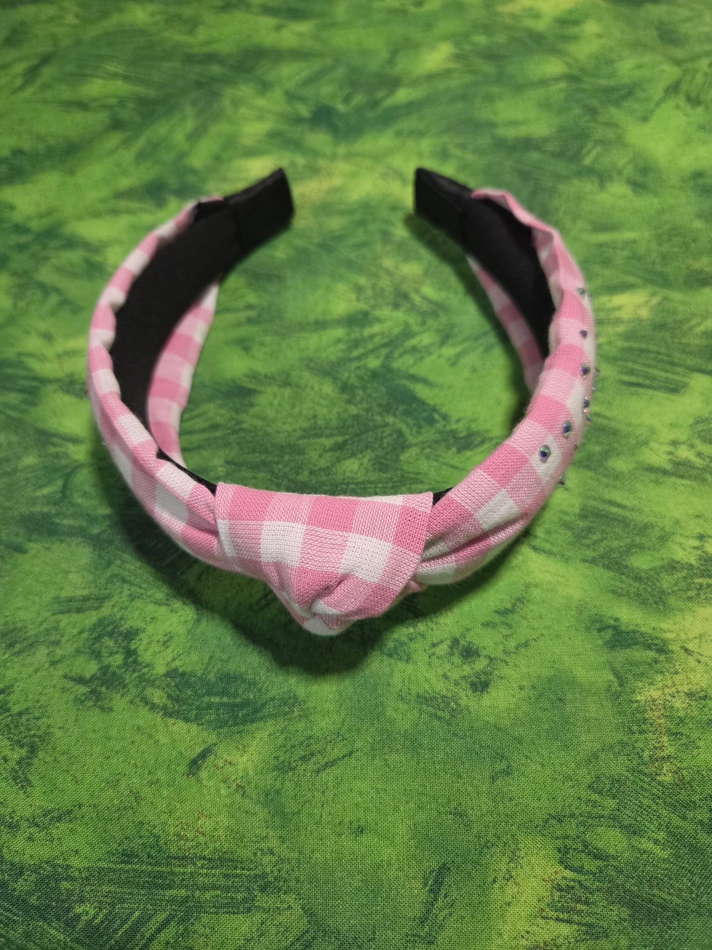 Pink Checkered Small Headband