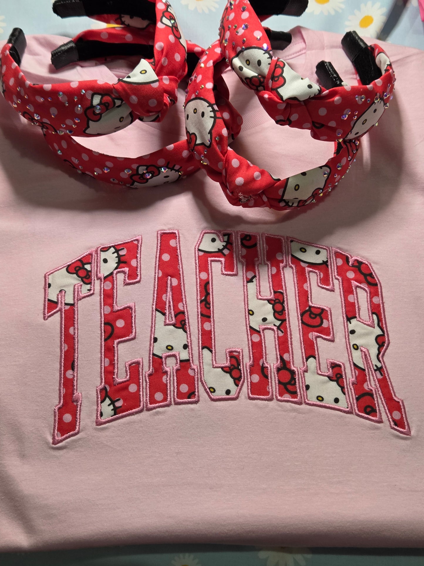 Teacher Applique Hello Kitty