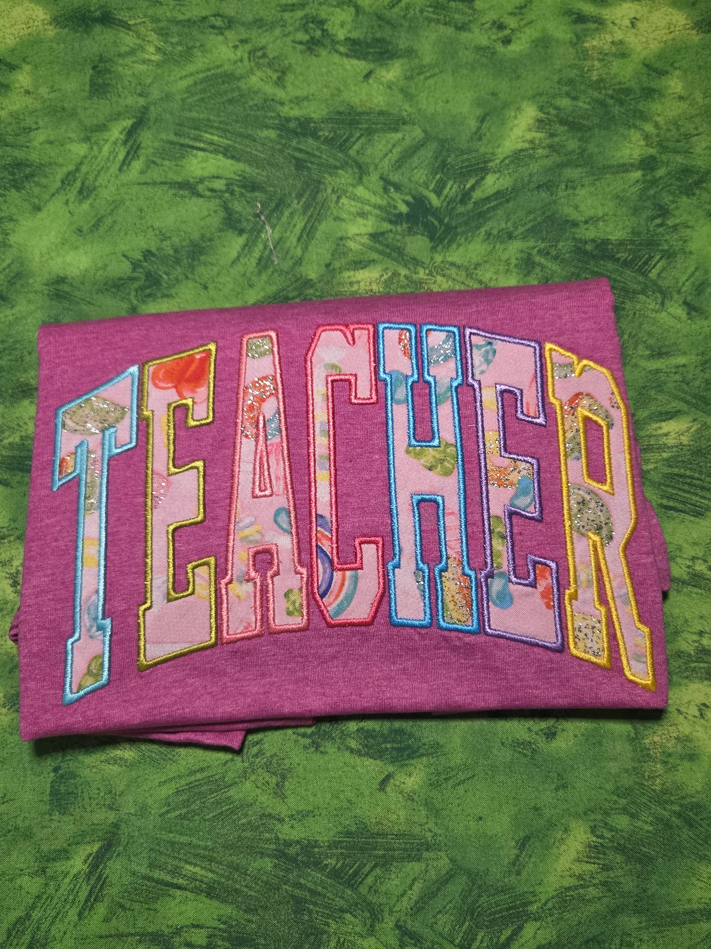 Candies Heather Berry Embroidered Teacher Shirt