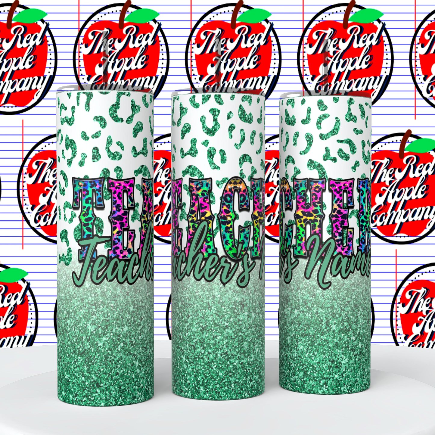 Teacher Faux Leopard/Glitter Tumbler