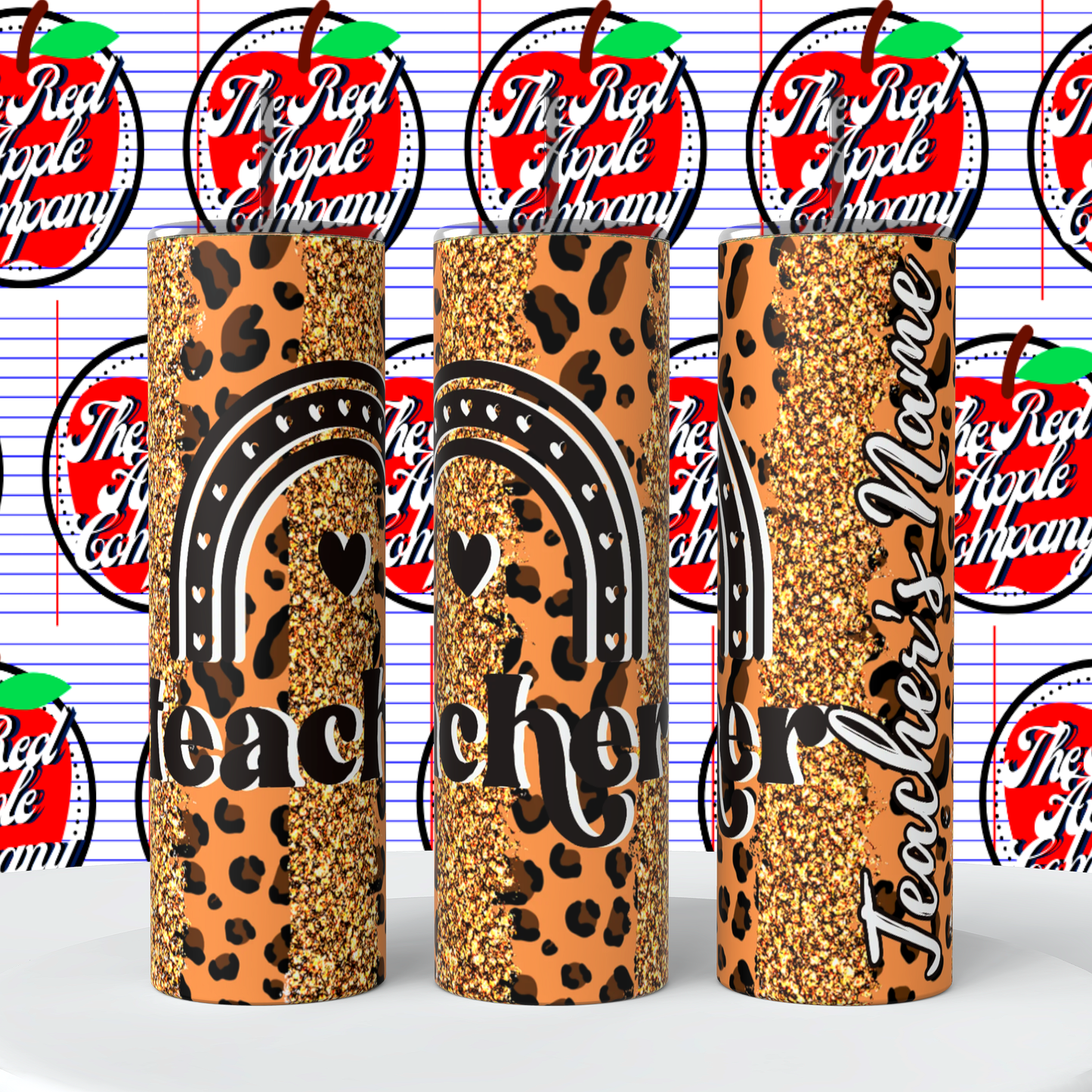 Teacher Rainbow Faux Glitter Tumbler