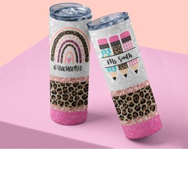 Leopard Pink Pencil Tumbler