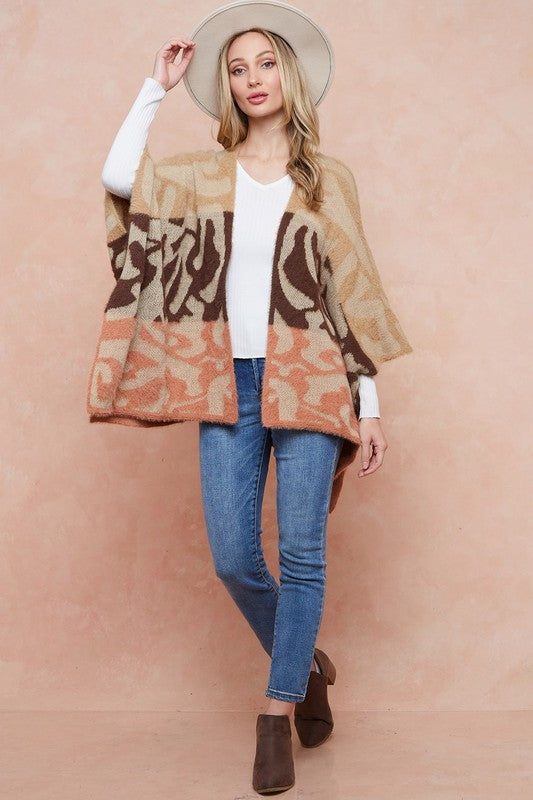 Fuzzy Eyelash Shawl Cardigan