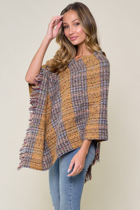 Cozy Multi Color Plaid Poncho