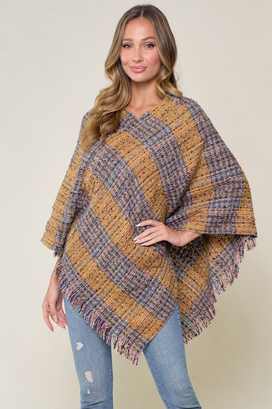 Cozy Multi Color Plaid Poncho