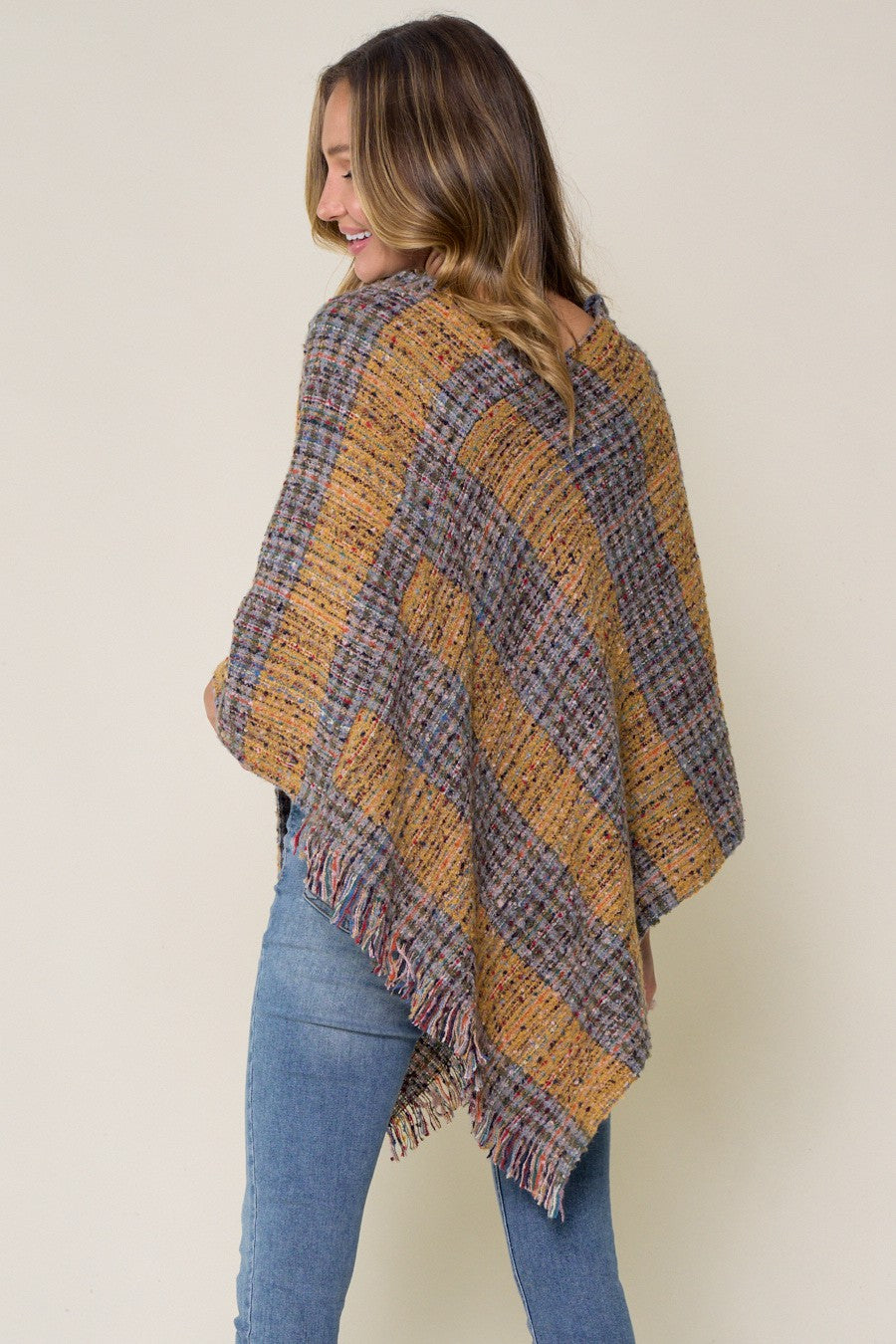 Cozy Multi Color Plaid Poncho