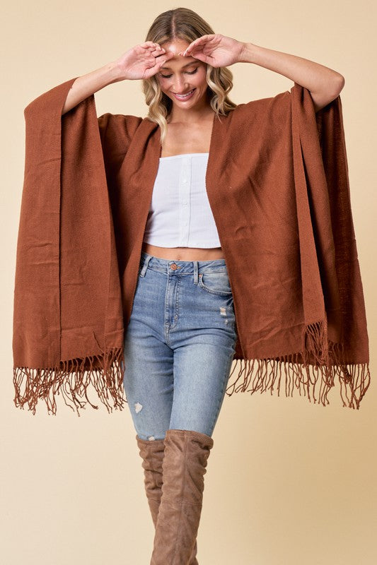 Shawl Wrap With Fringe Trim