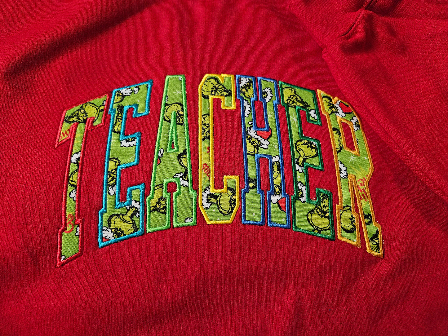 The Grinch Sweatshirt-Teacher Applique