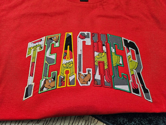 Teacher-The Grinch-Applique Shirt