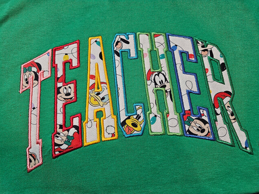 Teacher-Mickey Mouse-Applique Shirt