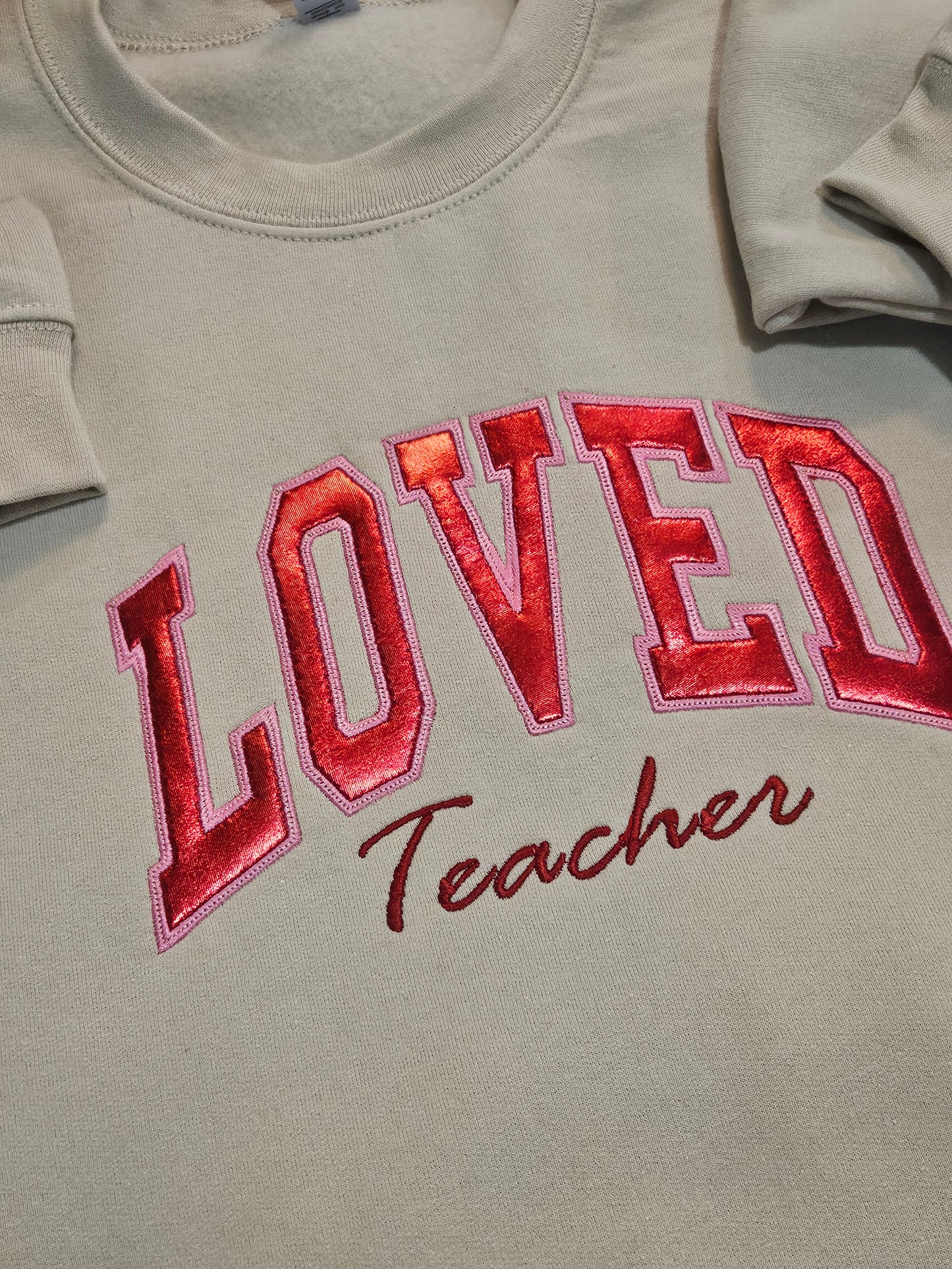 Loved Teacher Sand Sweatshirt-Applique