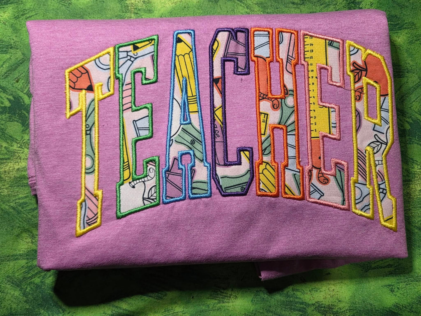 School Items Pink Embroidered