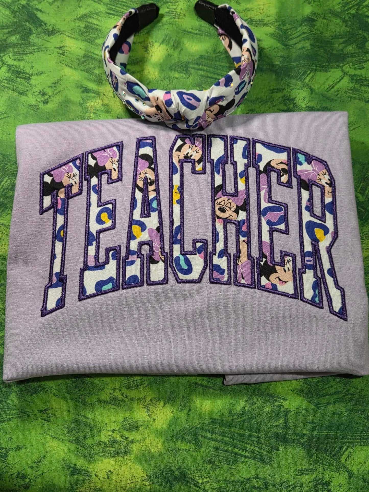 Minnie Mouse Lilac Embroidered Teacher Shirt
