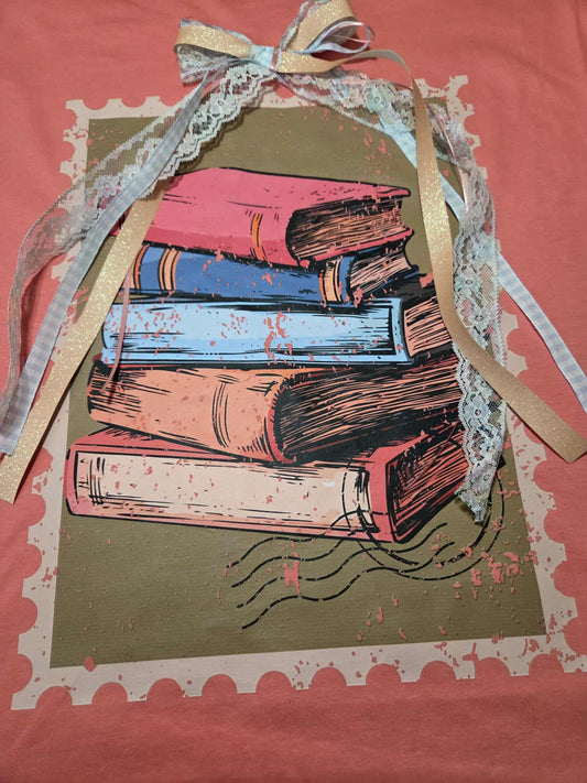 Coral Vintage Book Postal Stamp