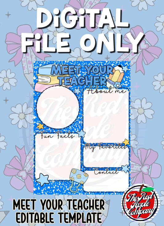 Meet Your Teacher Blue Composition - Template Editable
