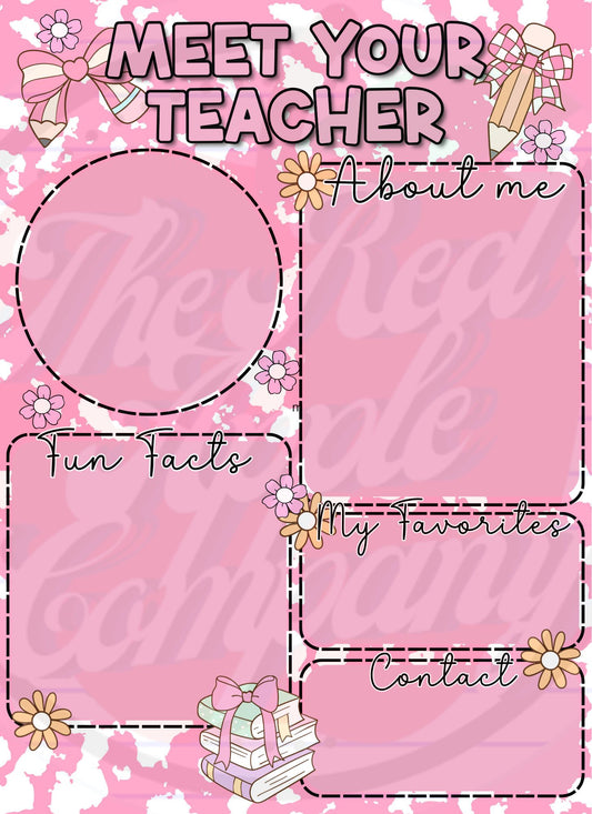 Meet Your Teacher Pink Composition - Template Editable
