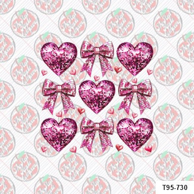 Valentine's Pink Bow Heart Faux Sequin