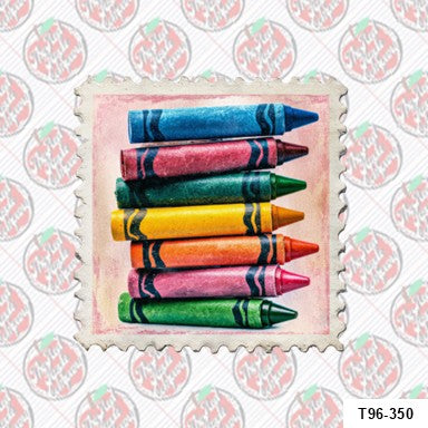 Orchid Crayons Vintage Postal Stamp
