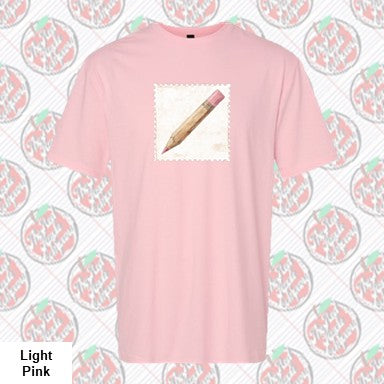 Pink Vintage Pencil Postal Stamp