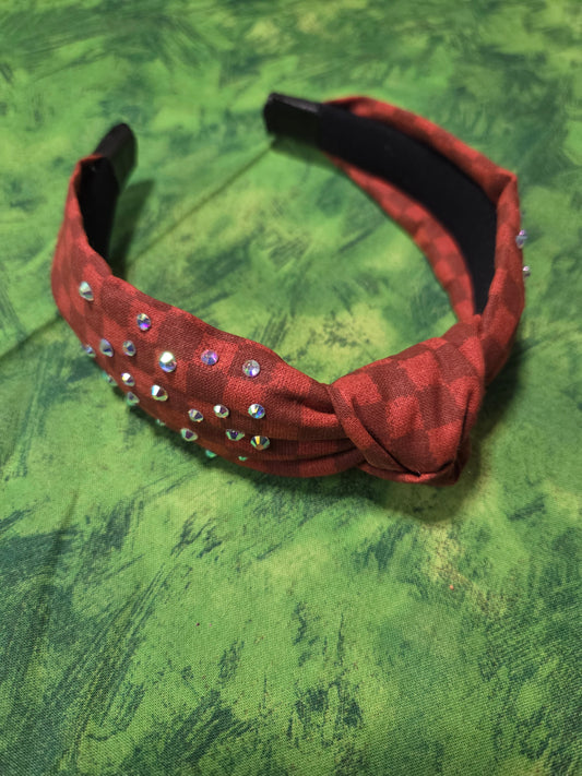 Burnt Orange Checkered Headband