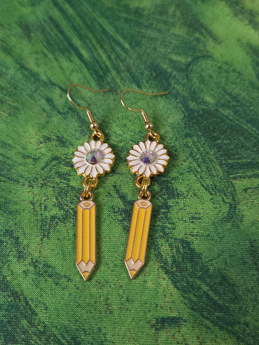 Yellow crayon flower earrings