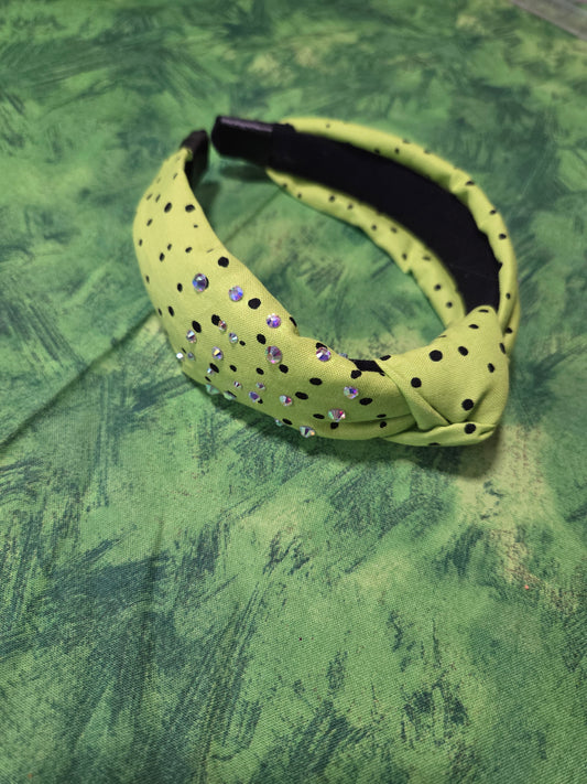 Green Black Polka Dots Headband