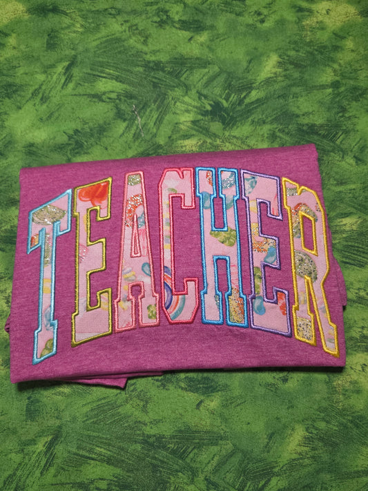 Candies Heather Berry Embroidered Teacher Shirt
