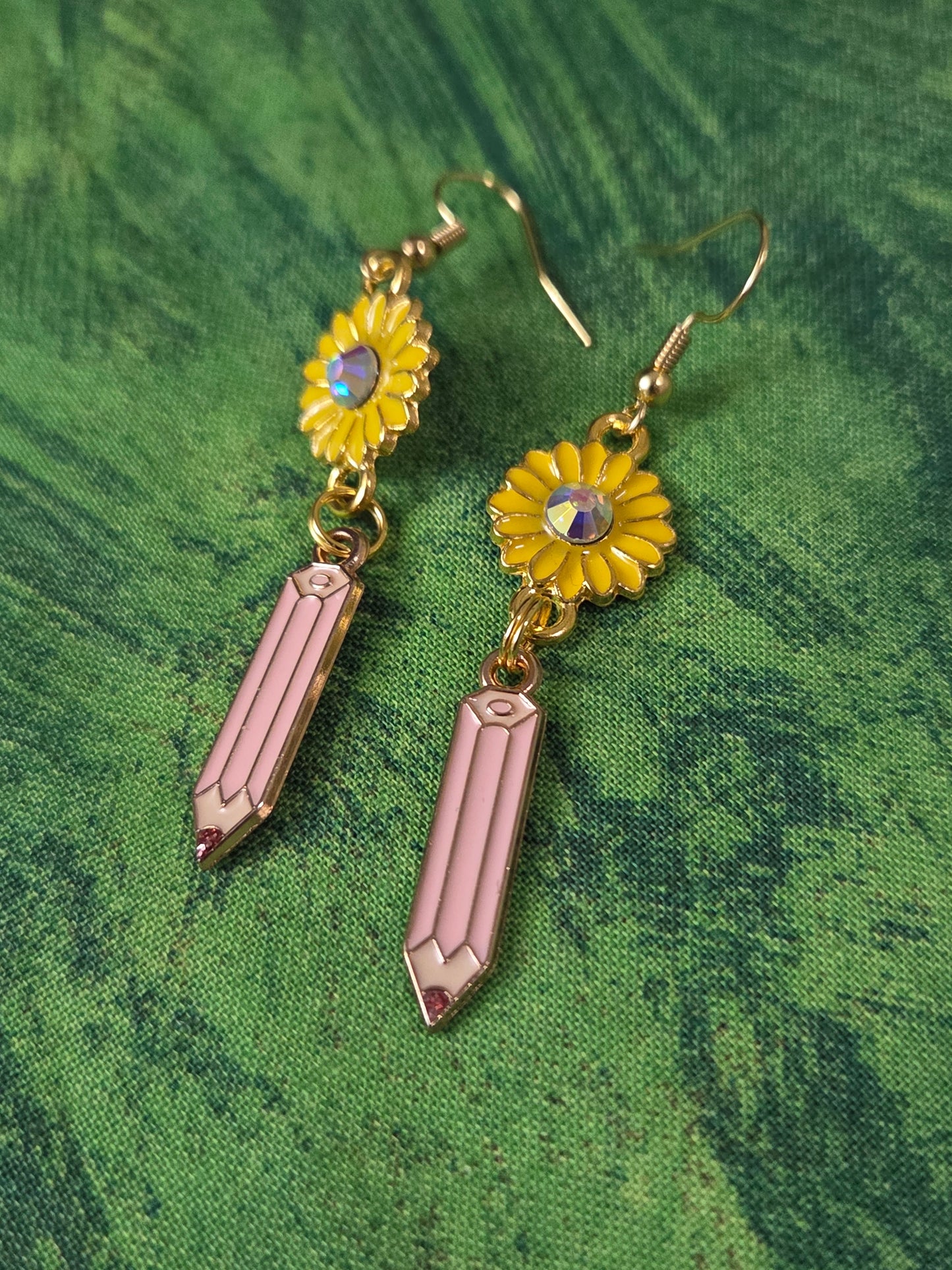 Light pink crayon flower earrings