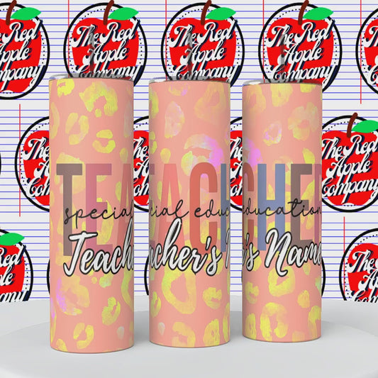 Special Education Teacher Faux Leopard/Glitter Tumbler